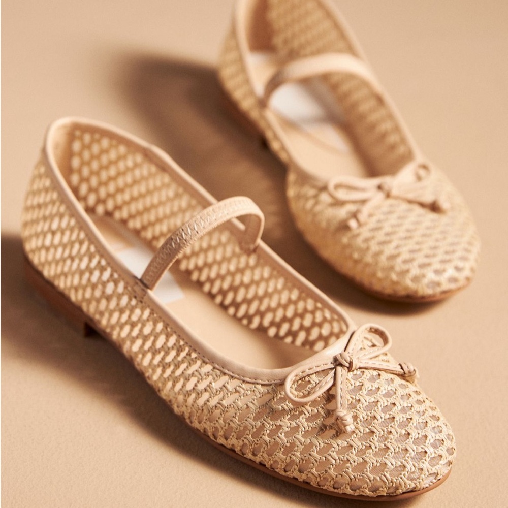 Dolce Vita Beige Woven Mary Jane Flats - Picture 2 of 7